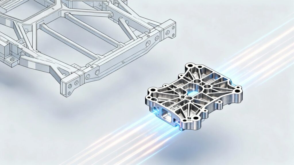 an evolutionary exploded view of a vehicle rear section.