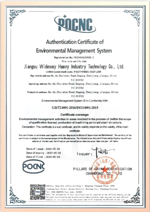 Home ISO 14001:2015 Environmental Management System Certificate for Sureton factory, ensuring eco-friendly manufacturing of machining parts.