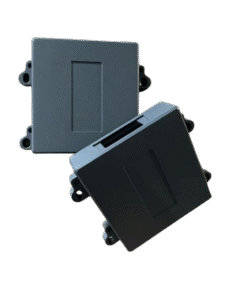 Quality Inspection Grey die cast aluminum electronic enclosure with side mounting flanges and recessed label area for industrial controls.