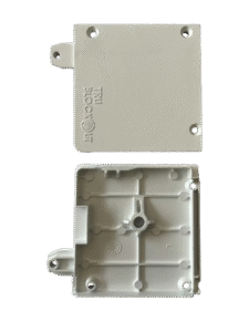 Quality Inspection Internal view of die cast metal cover showing reinforced ribs for EMI RFI shielding.