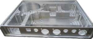 CNC Machining CNC milled solid aluminum billet chassis for EV battery management system or ADAS unit.