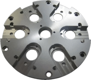 CNC Machining CNC machined billet aluminum motorcycle clutch pressure plate with spring pockets.
