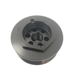 CNC Machining Custom OEM aluminum part with hex flange, notch, and multi-stage machining.