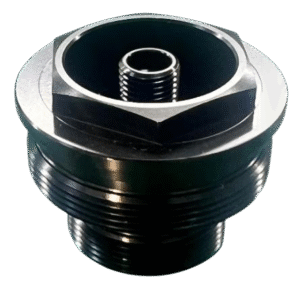 CNC Machining Custom OEM CNC turned aluminum bicycle part with external threads and hex head.