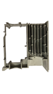 Quality Inspection Custom OEM complex die cast aluminum part with ribbed heat sink structure.