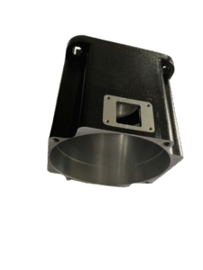 Quality Inspection Black aluminum die casting servo motor stator housing with CNC machined terminal box interface.