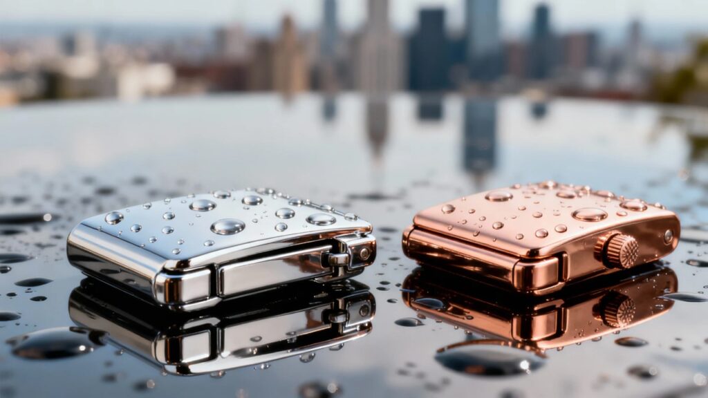 a macro, extreme close up of a zinc alloy watch case or tws hinge.