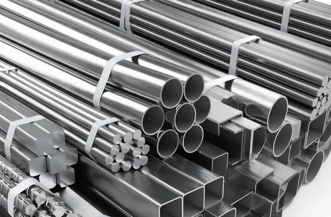 Quality Inspection High-quality stainless steel raw materials including round pipes, square tubes, and solid bars for precision CNC machining at Sureton factory.